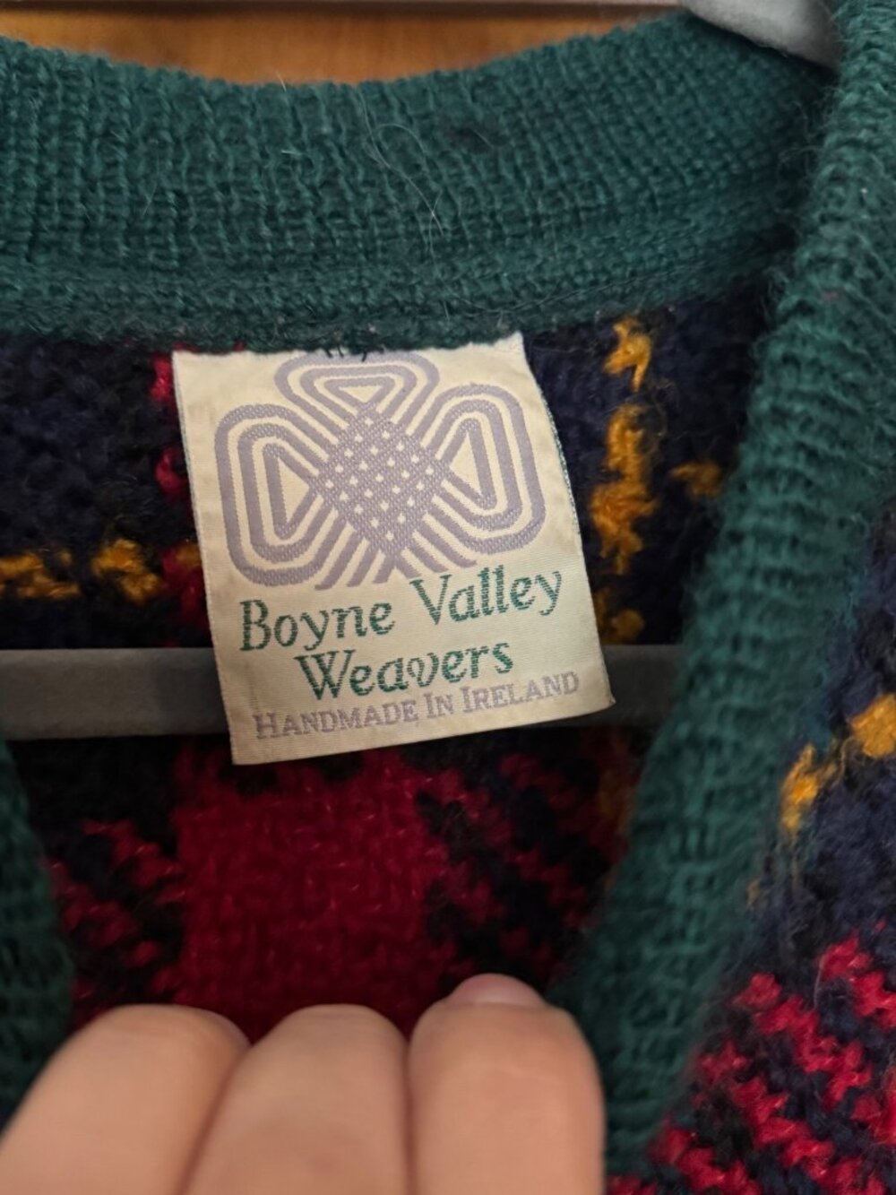 Vintage Boyne Valley Weavers Ireland 100% Wool Plaid Cardigan Jacket L XL - Picture 5 of 7